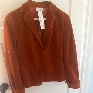 Burnt Orange Corduroy Akris Punto Cropped Blazer, Size 8